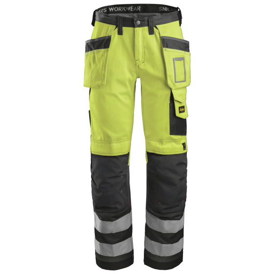 Snickers 3233 High-Vis Holster Pocket Trousers, Class 2 Various Colours Only Buy Now at Workwear Nation!