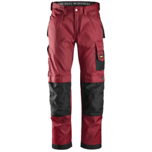  Snickers 3312 Craftsmen Trousers, DuraTwill Chilli Red/Black Only Buy Now at Workwear Nation!