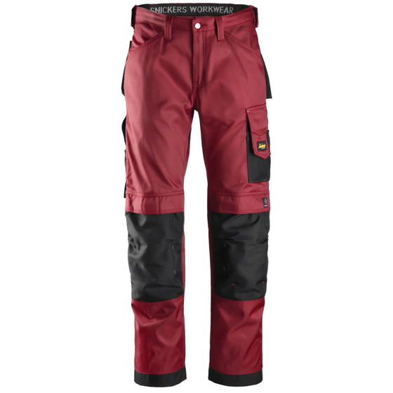 Snickers 3312 Craftsmen Trousers, DuraTwill Chilli Red/Black Only Buy Now at Workwear Nation!