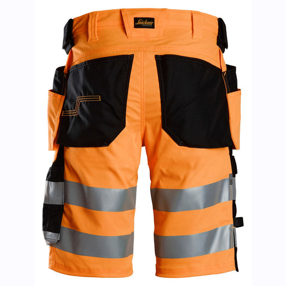 Snickers 6135 Hi-Vis Class 1 Stretch Work Shorts Holster Pockets Only Buy Now at Workwear Nation!