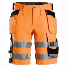 Snickers 6135 Hi-Vis Class 1 Stretch Work Shorts Holster Pockets Only Buy Now at Workwear Nation!