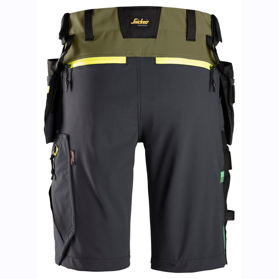 Snickers 6140 FlexiWork, Softshell Stretch Shorts+ Holster Pockets Only Buy Now at Workwear Nation!