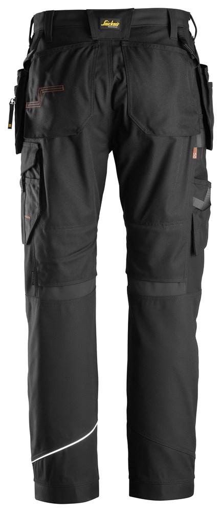 Snickers 6214 RuffWork, Canvas+ Holster Pocket Work Trousers Black Only Buy Now at Workwear Nation!