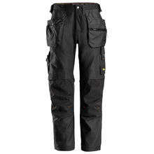  Snickers 6224 AllroundWork, Canvas+ Stretch Work Trousers+ Holster Pockets Black Only Buy Now at Workwear Nation!