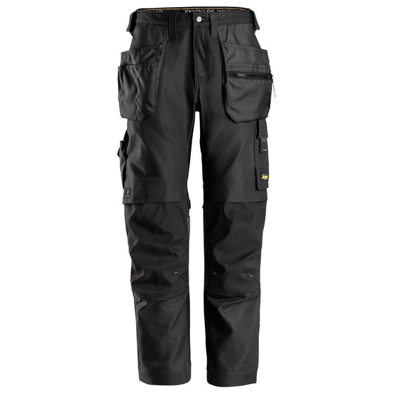 Snickers 6224 AllroundWork, Canvas+ Stretch Work Trousers+ Holster Pockets Black Only Buy Now at Workwear Nation!