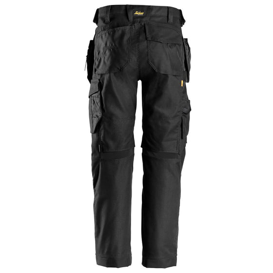 Snickers 6224 AllroundWork, Canvas+ Stretch Work Trousers+ Holster Pockets Black Only Buy Now at Workwear Nation!