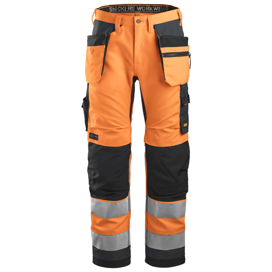 Snickers 6230 AllroundWork, Hi-Vis Trousers Holster Pockets+ CL2 Various Colours Only Buy Now at Workwear Nation!