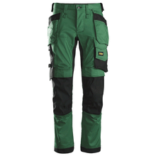  Snickers 6241 AllroundWork, Stretch Work Knee Pad Trousers Holster Pockets Forest Green Only Buy Now at Workwear Nation!