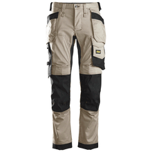  Snickers 6241 AllroundWork, Stretch Work Knee Pad Trousers Holster Pockets Khaki/Black Only Buy Now at Workwear Nation!