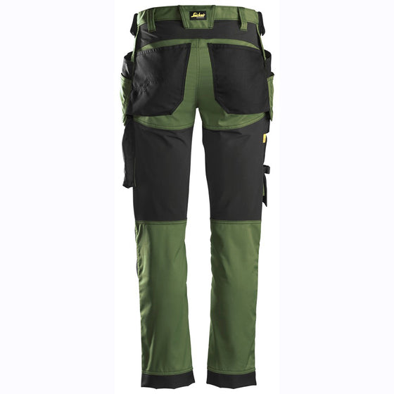 Snickers 6241 AllroundWork, Stretch Work Knee Pad Trousers Holster Pockets Khaki Green Only Buy Now at Workwear Nation!