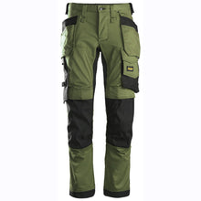  Snickers 6241 AllroundWork, Stretch Work Knee Pad Trousers Holster Pockets Khaki Green Only Buy Now at Workwear Nation!