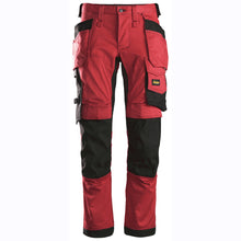  Snickers 6241 AllroundWork, Stretch Work Knee Pad Trousers Holster Pockets Red Only Buy Now at Workwear Nation!
