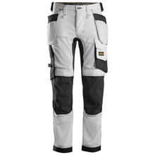  Snickers 6241 AllroundWork, Stretch Work Knee Pad Trousers Holster Pockets White/Black Only Buy Now at Workwear Nation!