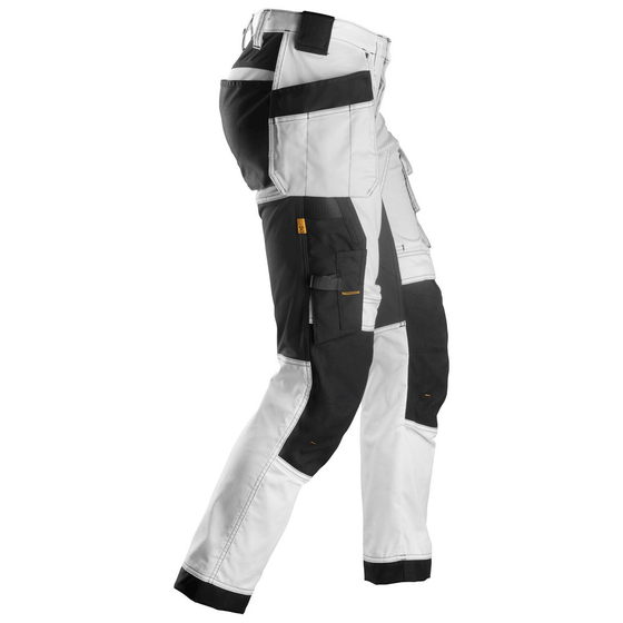 Snickers 6241 AllroundWork, Stretch Work Knee Pad Trousers Holster Pockets White/Black Only Buy Now at Workwear Nation!