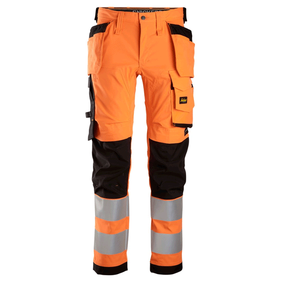 Leo Workwear | Kingford | CT04-O-LEO | RIS-TOM | Slim Stretch Orange Cargo  Trouser | Short Leg