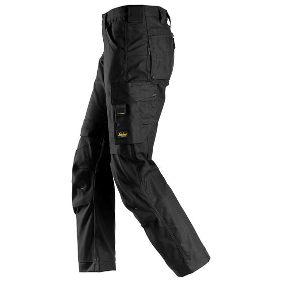 Snickers 6324 AllroundWork, Canvas+ Stretch Work Trousers+ Black Only Buy Now at Workwear Nation!