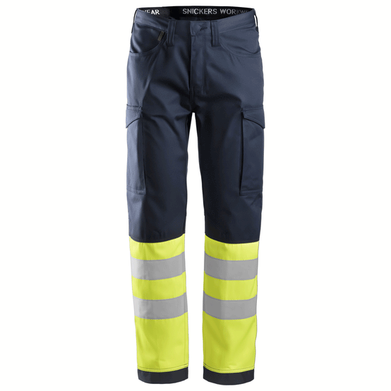 Snickers 6900 Hi-Vis Service Transport Trousers CL1 Navy Blue Only Buy Now at Workwear Nation!