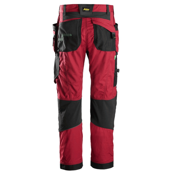 Snickers 6902 FlexiWork, Kneepad Holster Pocket Work Trousers Chilli Red Only Buy Now at Workwear Nation!