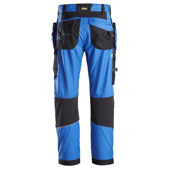 Snickers 6902 FlexiWork, Kneepad Holster Pocket Work Trousers True Blue Only Buy Now at Workwear Nation!