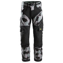  Snickers 6903 FlexiWork Stretch Kneepad Work Trousers Grey Camo Only Buy Now at Workwear Nation!