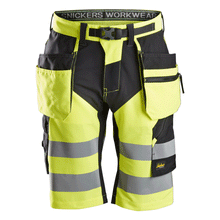 Snickers 6933 FlexiWork Hi-Vis Holster Pocket Shorts Class 1 Only Buy Now at Workwear Nation!