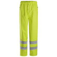  Snickers 8267 ProtecWork, Flame Retardant PU Hi-Vis Rain Trousers, Class 2 Only Buy Now at Workwear Nation!