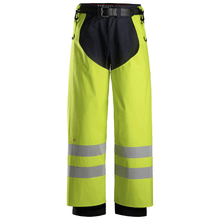  Snickers 8269 ProtecWork, Flame Retardant PU Hi-Vis Rain Chaps, Class 2 Only Buy Now at Workwear Nation!